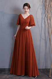 4 Styles Rust Orange Chiffon Long Mismatched Bridesmaid Dresses - Joyofdress 