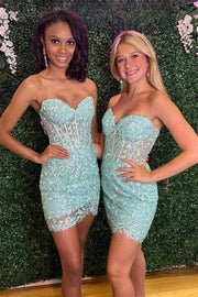 Blush Pink Strapless Sheath Appliques Tulle Homecoming Dress