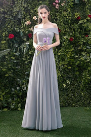 5 Styles Grey Chiffon Long Bridesmaid Dresses - Joyofdress