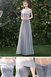 5 Styles Grey Chiffon Long Bridesmaid Dresses - Joyofdress