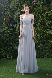 5 Styles Grey Chiffon Long Bridesmaid Dresses - Joyofdress