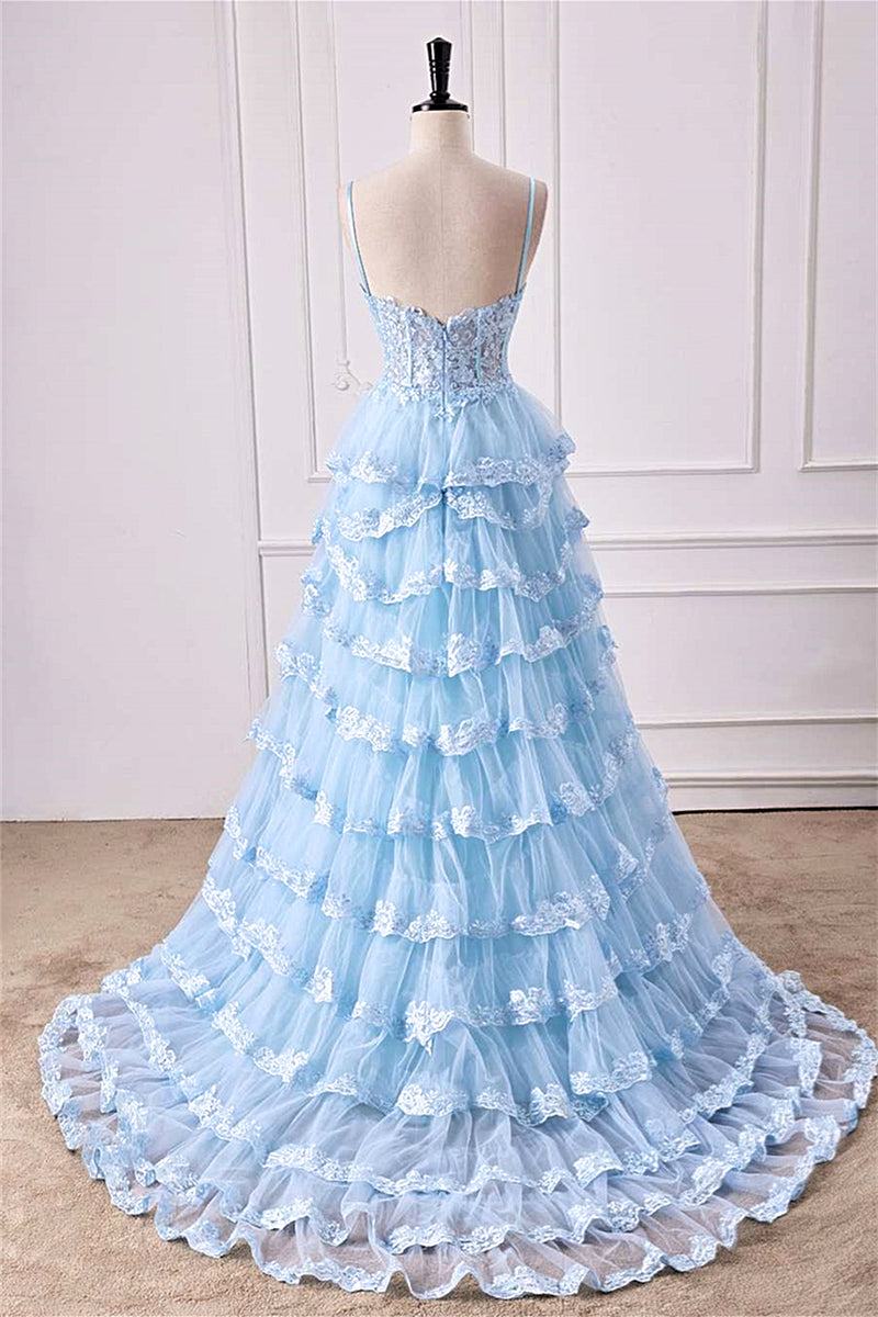 prom bouquet for light blue dress Floral Layers Spaghetti Straps Long with Slit Light Blue / US 4 this floral arrangement blends Size:I (32-34) Black Sequin Keyhole Ankle homecoming-1649