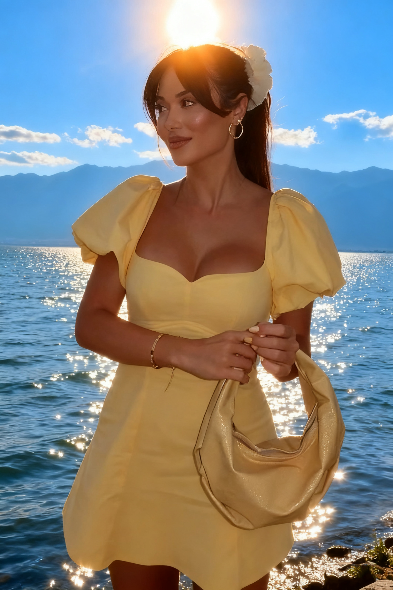 Satin A-Line Short Sleeves Open Back Mini Homecoming Dress