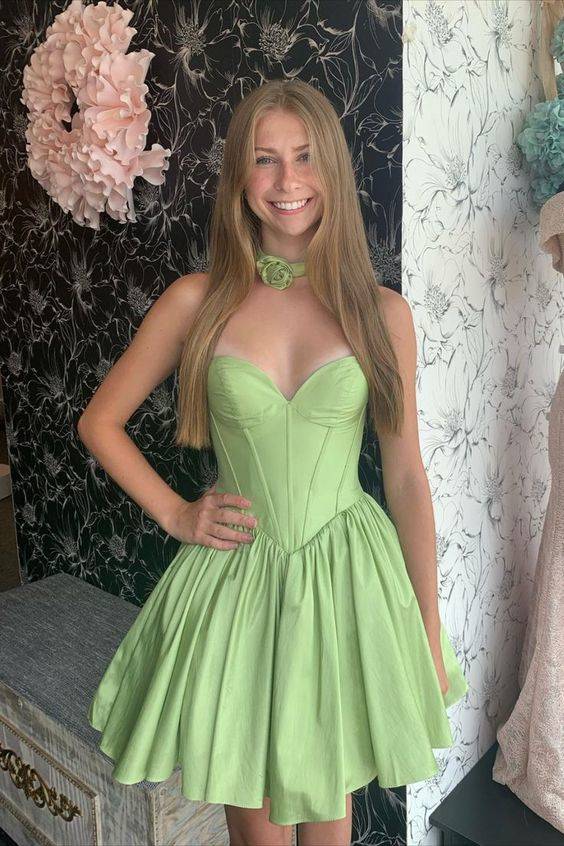 Sweetheart Pink A-Line Short Princess Dress Homecoming Dress Green / US 4 Sweetheart Pink A-Line Short Princess Dress Homecoming Dress Green / US 4