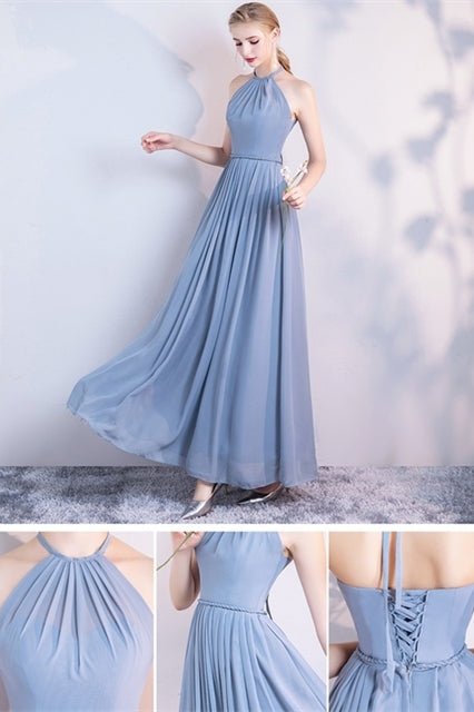 6 Styles Blue Chiffon Long Bridesmaid Dresses - Joyofdress