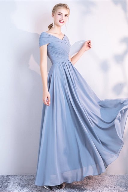 6 Styles Blue Chiffon Long Bridesmaid Dresses - Joyofdress