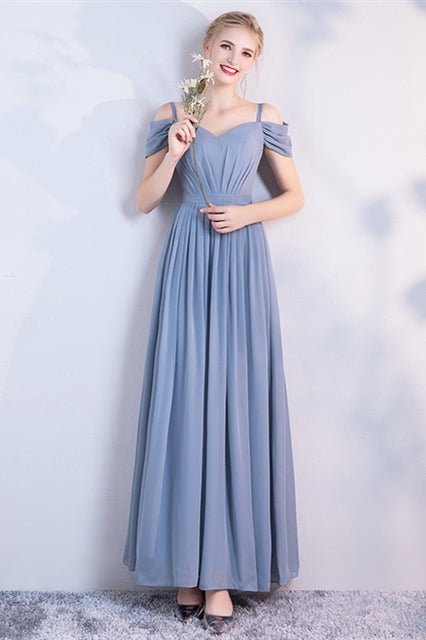 6 Styles Blue Chiffon Long Bridesmaid Dresses - Joyofdress