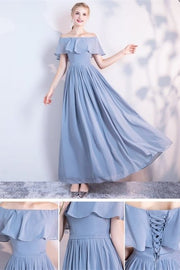 6 Styles Blue Chiffon Long Bridesmaid Dresses - Joyofdress