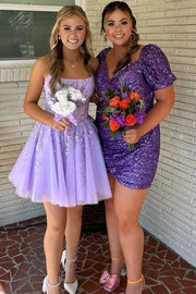 Hot Pink A-Line Tulle Lace Homecoming Dress with Appliques
