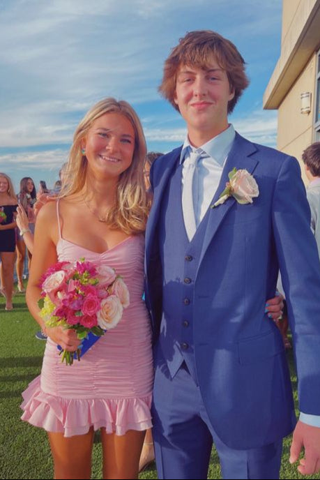 Pleated Strapless Satin Ruffle Bodycon Homecoming Dress