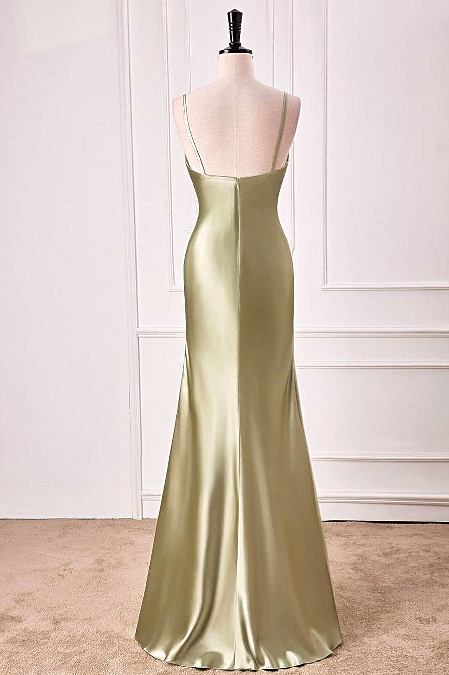 Dusty Sage Mermaid V Neck Satin Long Prom Dress Dusty Sage / US 16 Dusty Sage Mermaid V Neck Satin Long Prom Dress Dusty Sage / US 16