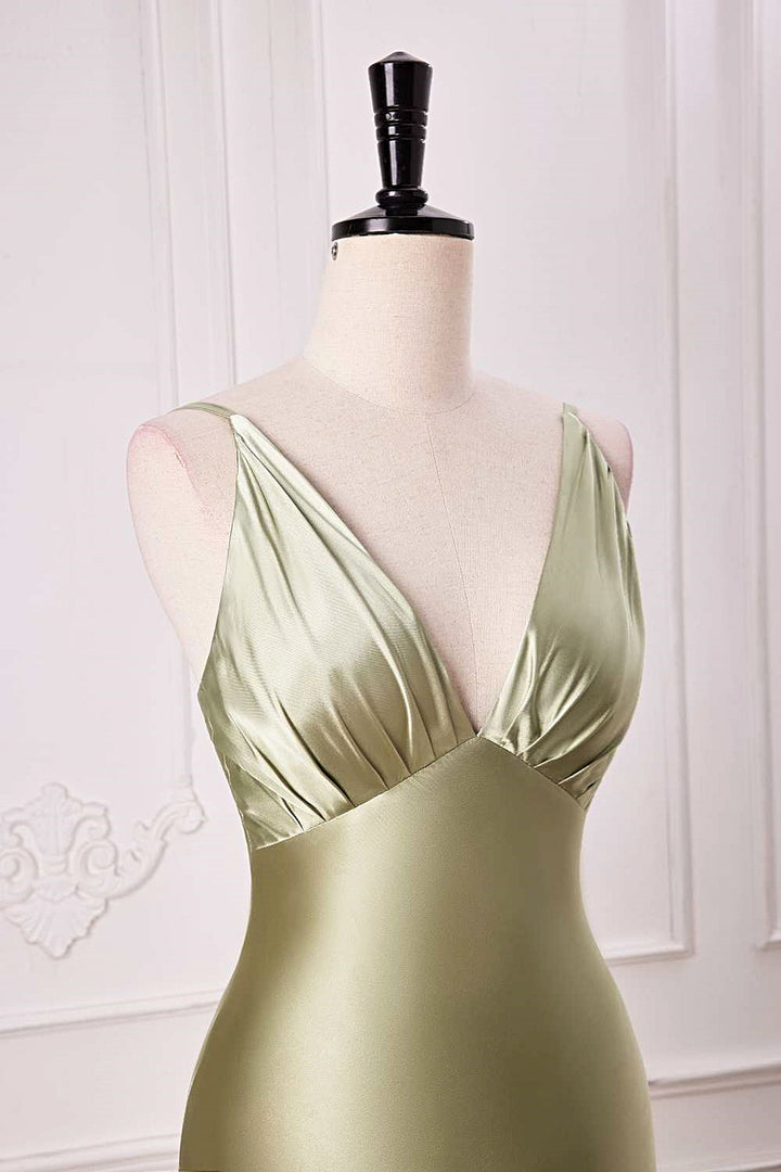 Sleeveless Mermaid Dress with Shoulder Ruched Dusty Sage