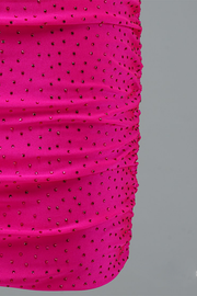 Fuchsia Bodycon Double Spaghetti Straps Sparkly Mini Homecoming Dress