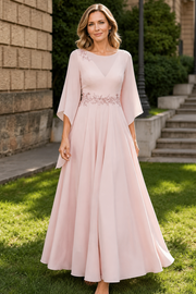 Scoop Chiffon A-Line Appliques Empire Mother Of The Bride Dress