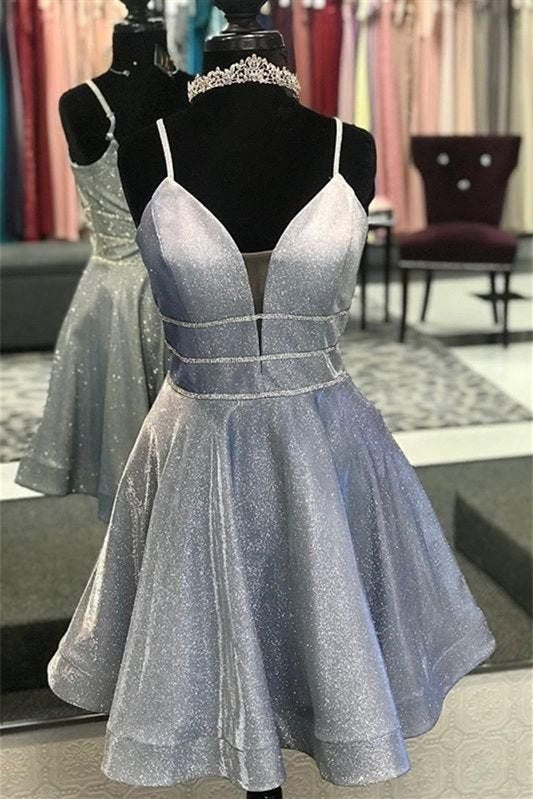 Sparkly Spaghetti Straps Short Backless Prom Dresses Homecoming Dresse | Joyofdress Sparkly Spaghetti Straps Short Backless Prom Dresses Homecoming Dresse | Joyofdress