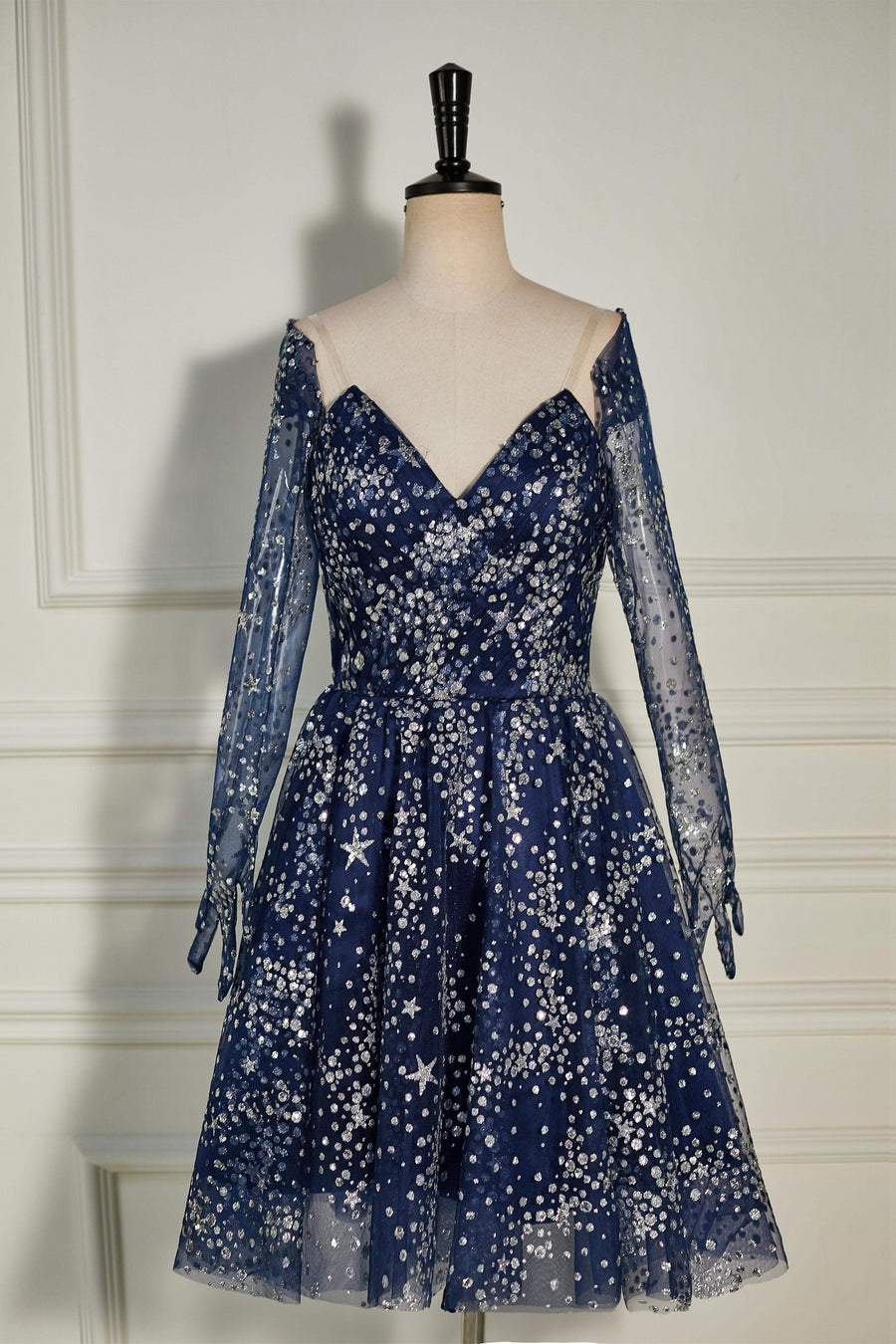 Dark Navy Sequined Long Sleeves A-Line Homecoming Dress Dark Navy / US 2 Dark Navy Sequined Long Sleeves A-Line Homecoming Dress Dark Navy / US 2