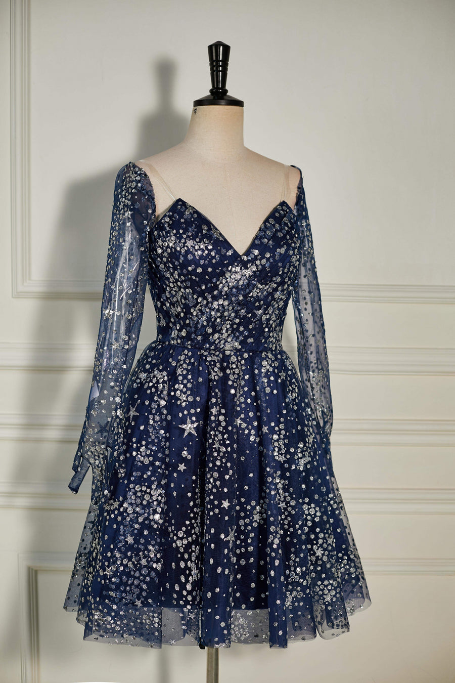 Dark Navy Sequined Long Sleeves A-line Homecoming Dress Dark Navy / US 2 Dark Navy Sequined Long Sleeves A-line Homecoming Dress Dark Navy / US 2