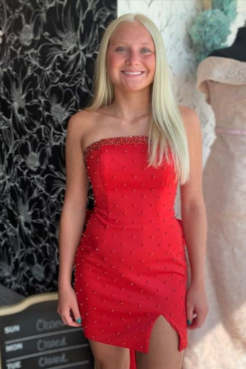 Red Strapless Sheath Tight Homecoming Dress Red / US 16 Red Strapless Sheath Tight Homecoming Dress Red / US 16
