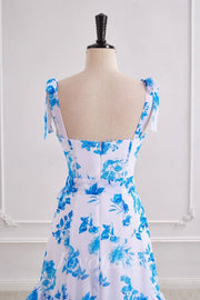 A-Line Chiffon Sweetheart Straps Ruffle Floral Prom Party Dress