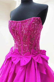 A-Line Empire Appliques Tiered Prom Dress With Bows