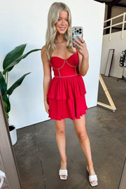 A-Line Empire Spaghetti Straps Pleated Homecoming Dress