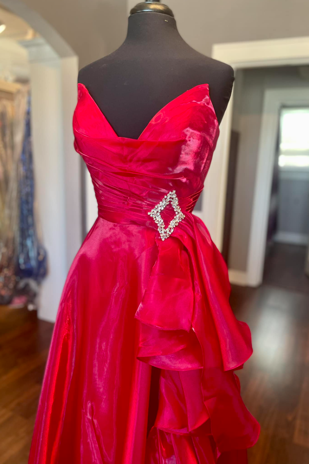 A-Line Empire Strapless Ruffled Party Prom Dress