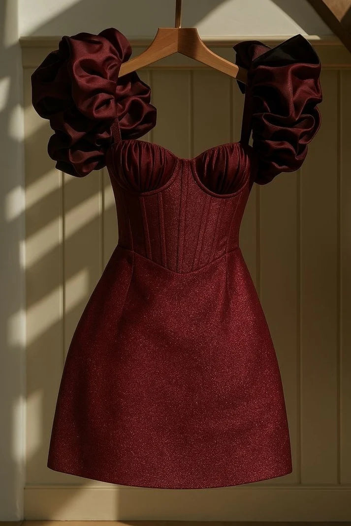 A-Line Empire Sweetheart Ruffle Straps Mini Homecoming Dress