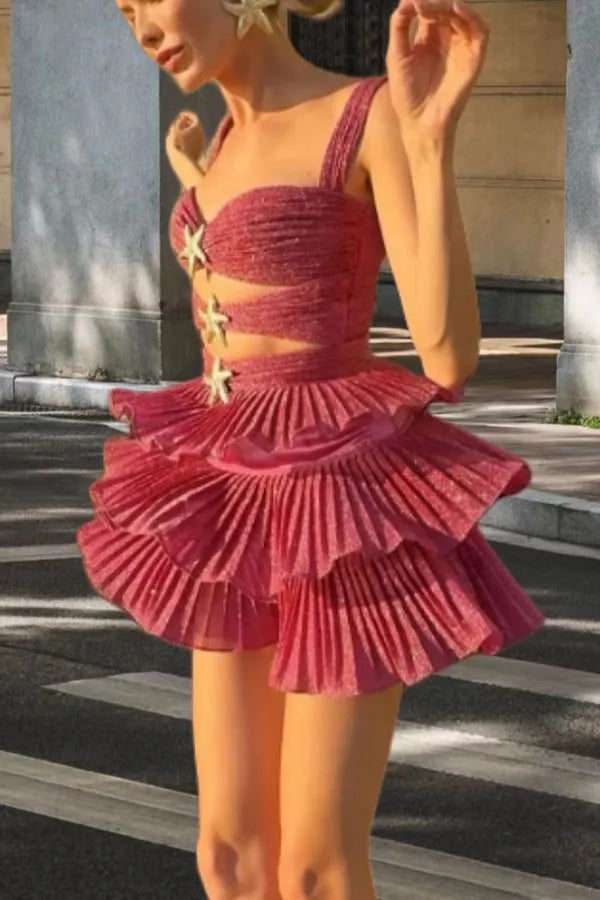A-Line Empire Sweetheart Sleeveless Tiered Holiday Homecoming Dress