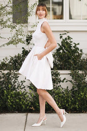 A-Line High Neck Open Back Short Wedding Dress