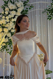 A-Line Off-Shoulder Two Tone Pearls Party Prom Dress