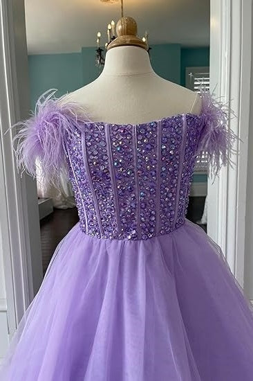 A-Line Sleeveless Empire Beaded Tulle Girl Pageant Dress