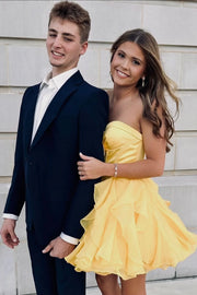 A-Line Strapless Chiffon Ruffle Short Party Homecoming Dress