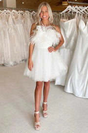 A-Line Strapless Empire Glitter Tulle Homecoming Dress