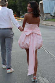 A-Line Strapless Empire Satin Homecoming Dress With Bow