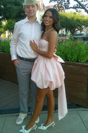 A-Line Strapless Empire Satin Homecoming Dress With Bow