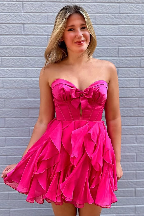 A-Line Sweetheart Sleeveless Ruffle Homecoming Dress