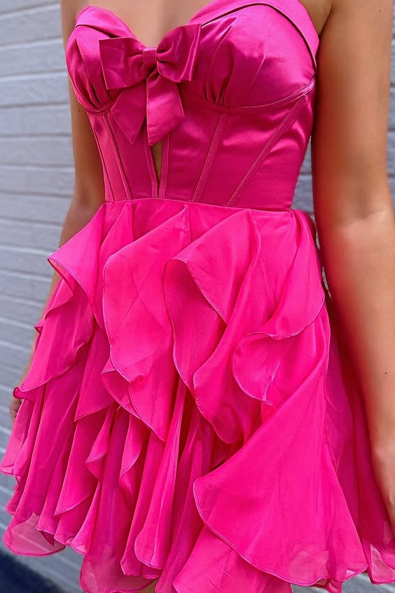 A-Line Sweetheart Sleeveless Ruffle Homecoming Dress