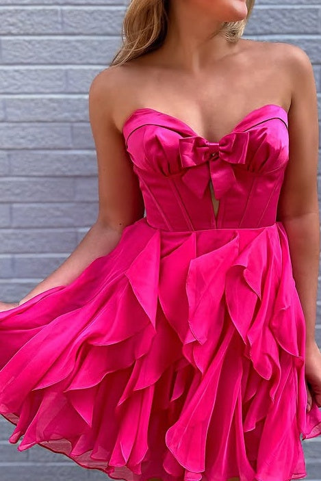 A-Line Sweetheart Sleeveless Ruffle Homecoming Dress