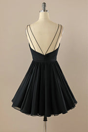 A-Line V-Neck Sleeveless Beaded Empire Homecoming Dress