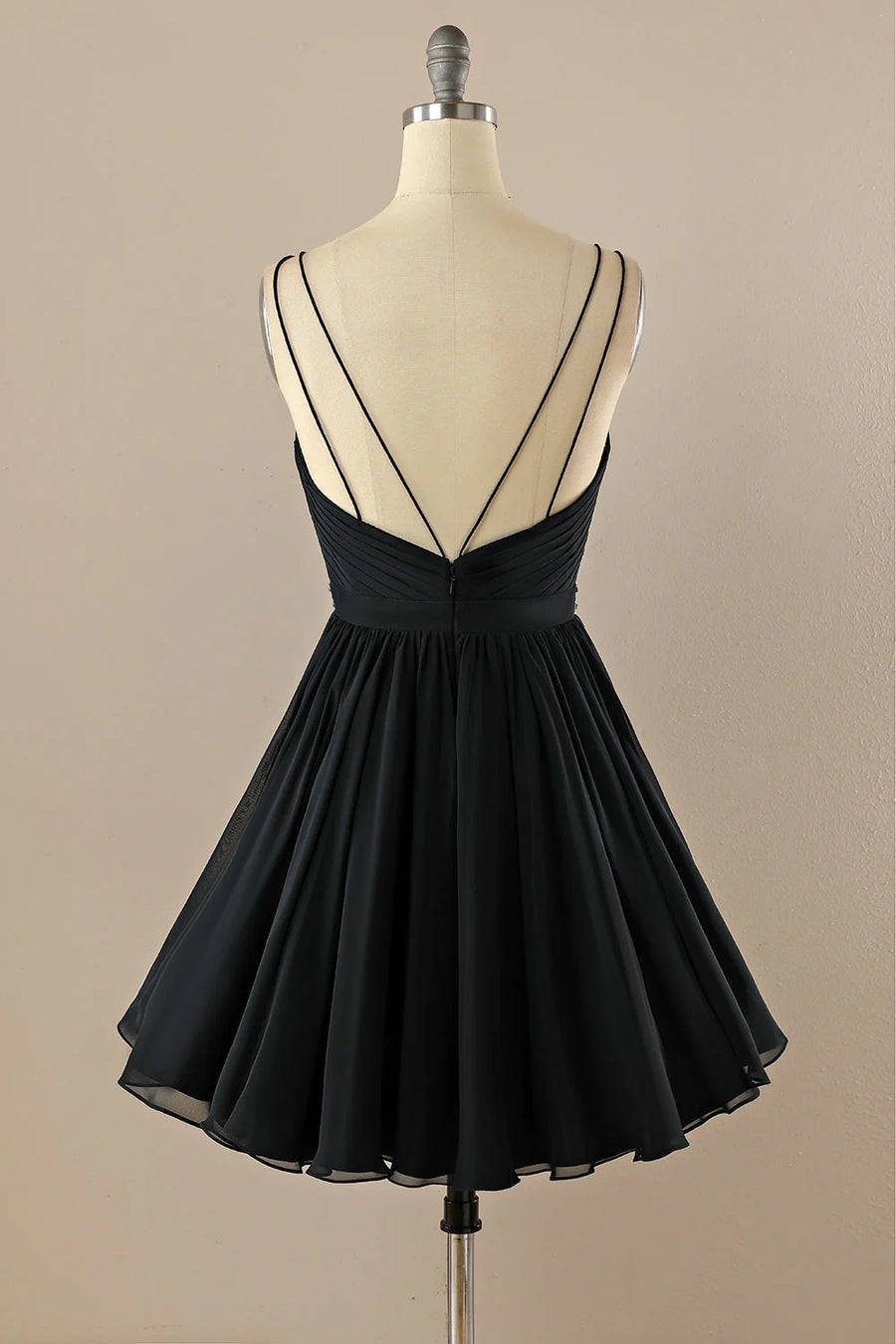 A-Line V-Neck Sleeveless Beaded Empire Homecoming Dress