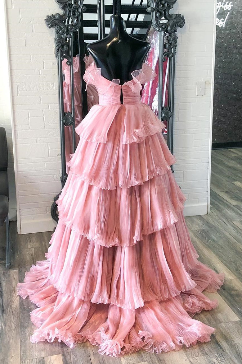 Black Strapless Ruffled Layers Tulle Long Prom Dress | Joyofdress Black Strapless Ruffled Layers Tulle Long Prom Dress | Joyofdress