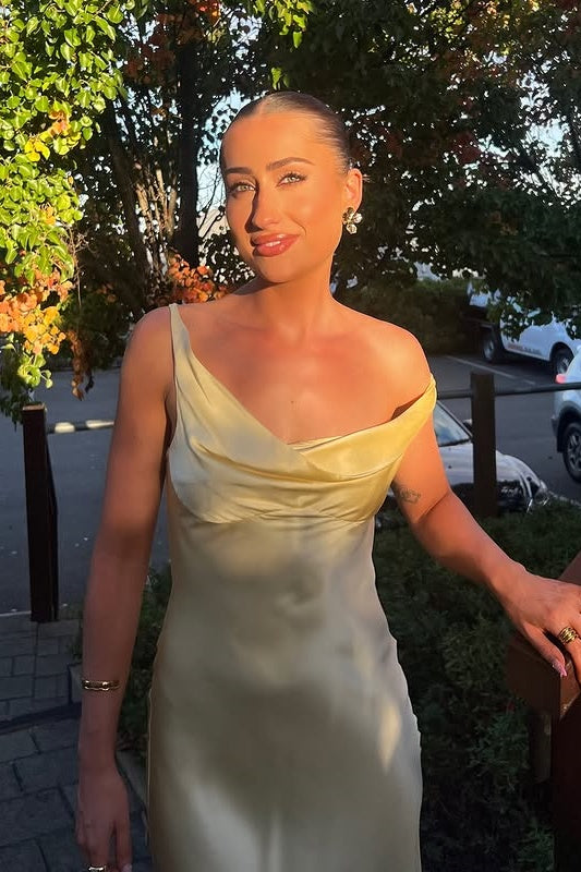 Asymmetrical Straps Satin Mermaid Party Prom Dress