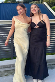 Asymmetrical Straps Satin Mermaid Party Prom Dress