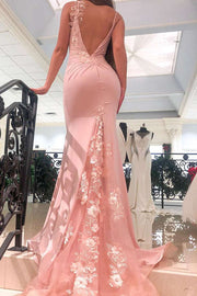 Backless V-Neck Sleeveless Mermaid Long Party Prom Dress