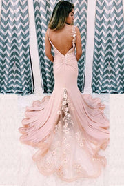 Backless V-Neck Sleeveless Mermaid Long Party Prom Dress