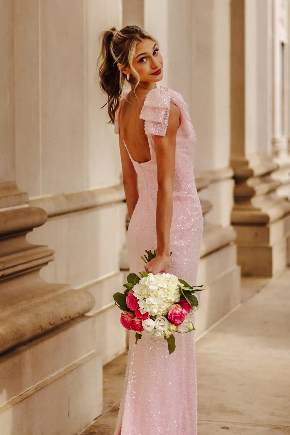 Bateau Bow Straps Fully Sequin Mermaid Party Prom Dress 