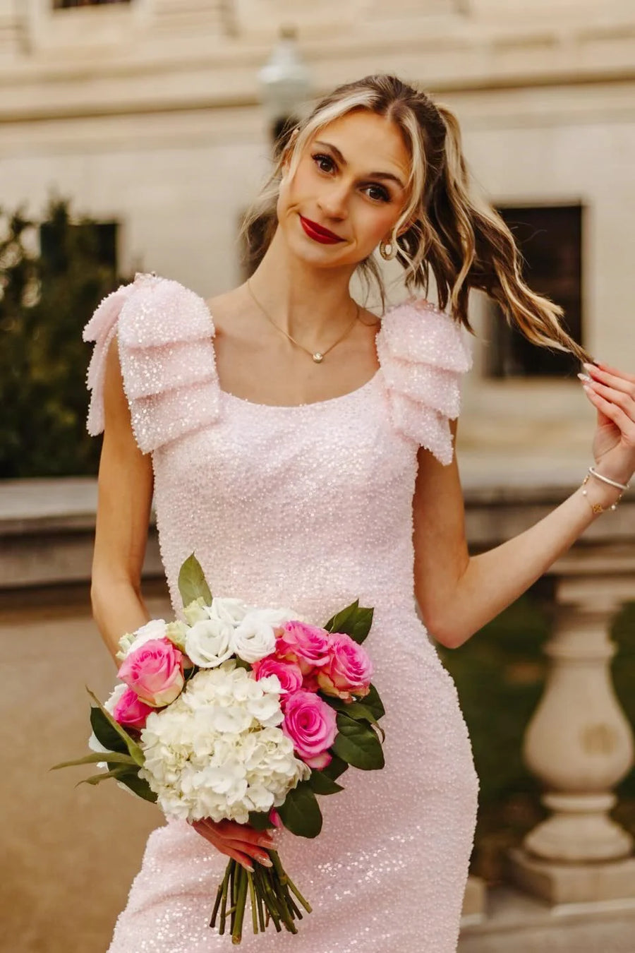 Bateau Bow Straps Fully Sequin Mermaid Party Prom Dress 