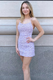 Bateau Lace Up Fitted Lace Appliques Homecoming Dress 