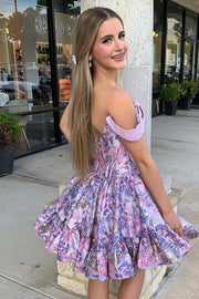 Bateau Off-Shoulder A-Line Empire Short Homecoming Dress