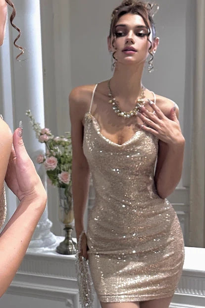 Bateau Sleeveless Bodycon Sparkly Short Homecoming Party Dress